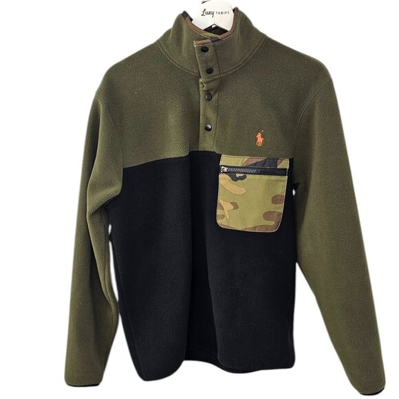 Polo Ralph Lauren Other - Polo Ralph Lauren Mens Colour Blocked Fleece Snap Pullover Sweater Size Small
